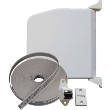 Selve bandopwinder tot 3 m, wit, met 9 m band en doorvoerset